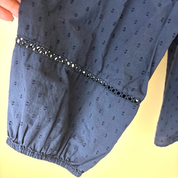 Lane Bryant Dark Blue 100% Cotton Long-Sleeve Flounce Button-Down Top (24) - Picture 6 of 12